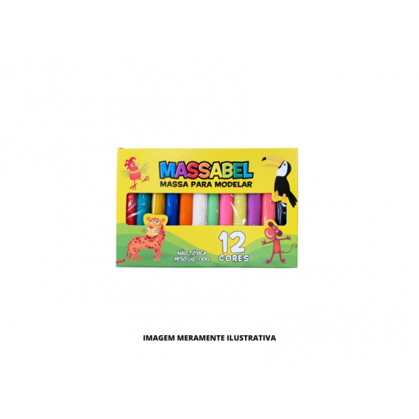 MASSA DE MODELAR - MASSABEL - 130g 12 CORES